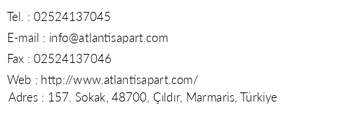 Atlantis Apart telefon numaralar, faks, e-mail, posta adresi ve iletiim bilgileri